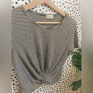 Black & White Striped Cropped Tee